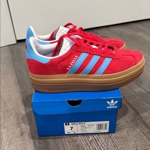 Adidas Women Gazelle Red and Light Blue Sneakers